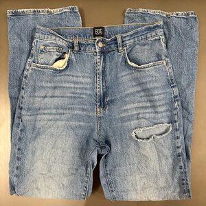 BDG Blue Relaxed Jeans with Distressed Details Stretch High Rise Flare - Size 31